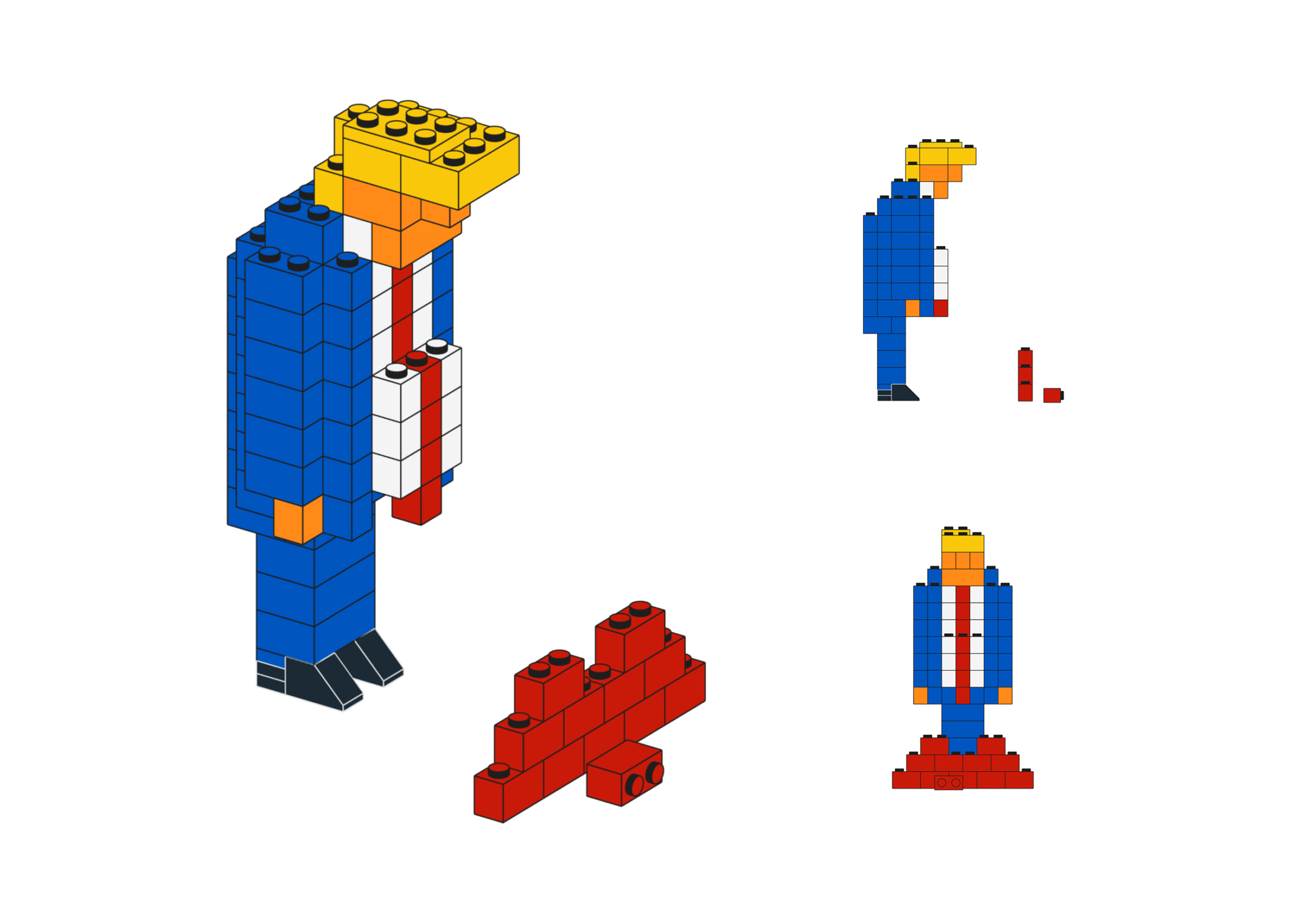 LEGO loser, MOC, Trump, wall, CAD model
