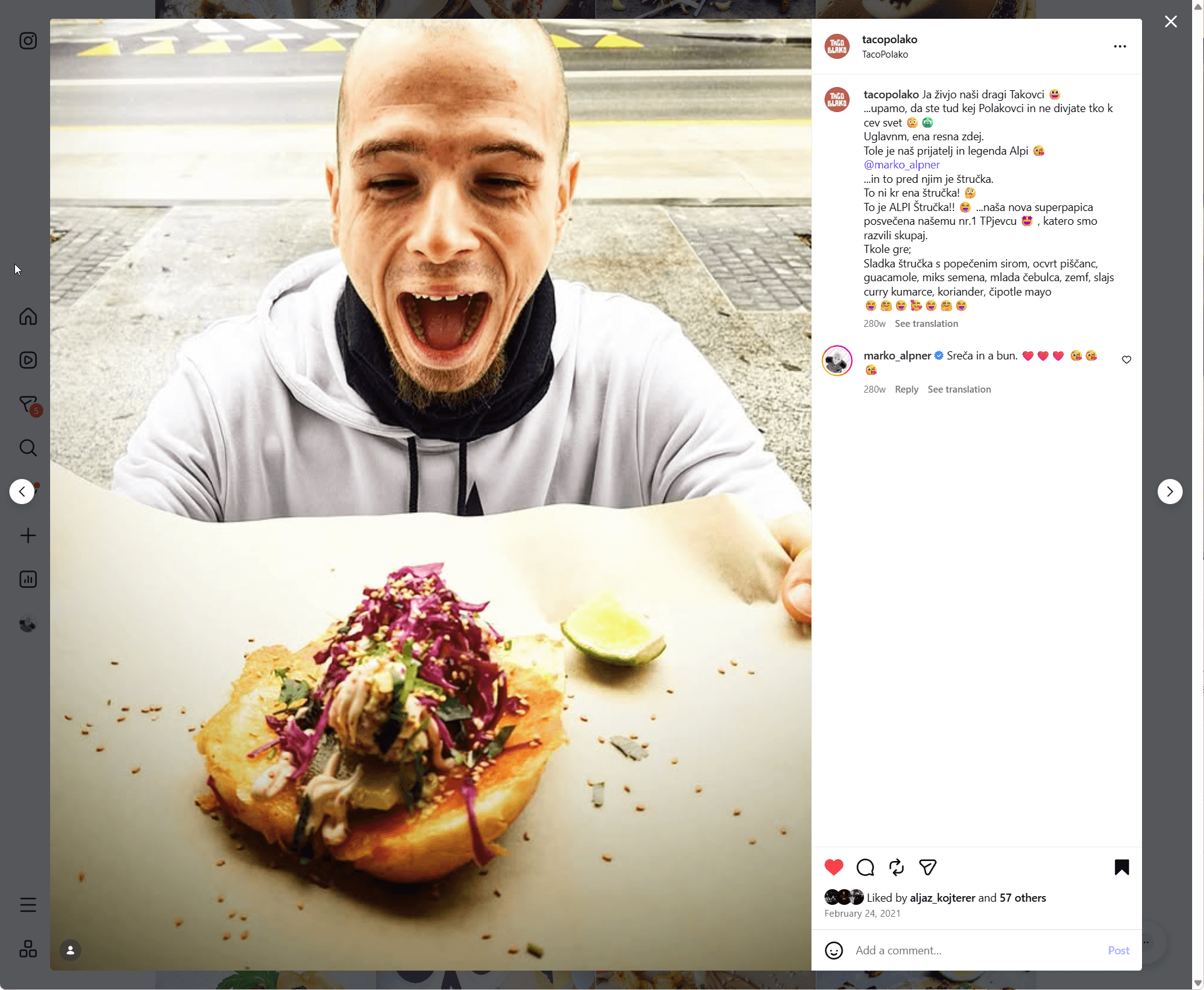 ALPI Štručka - it's not every day you get a dish named after you; Instagram screenshot