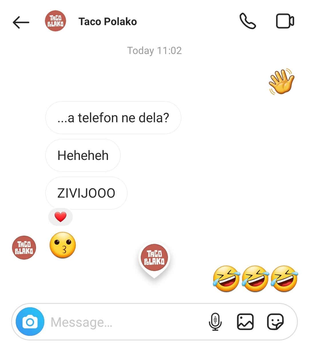 Taco Polako, Instagram message