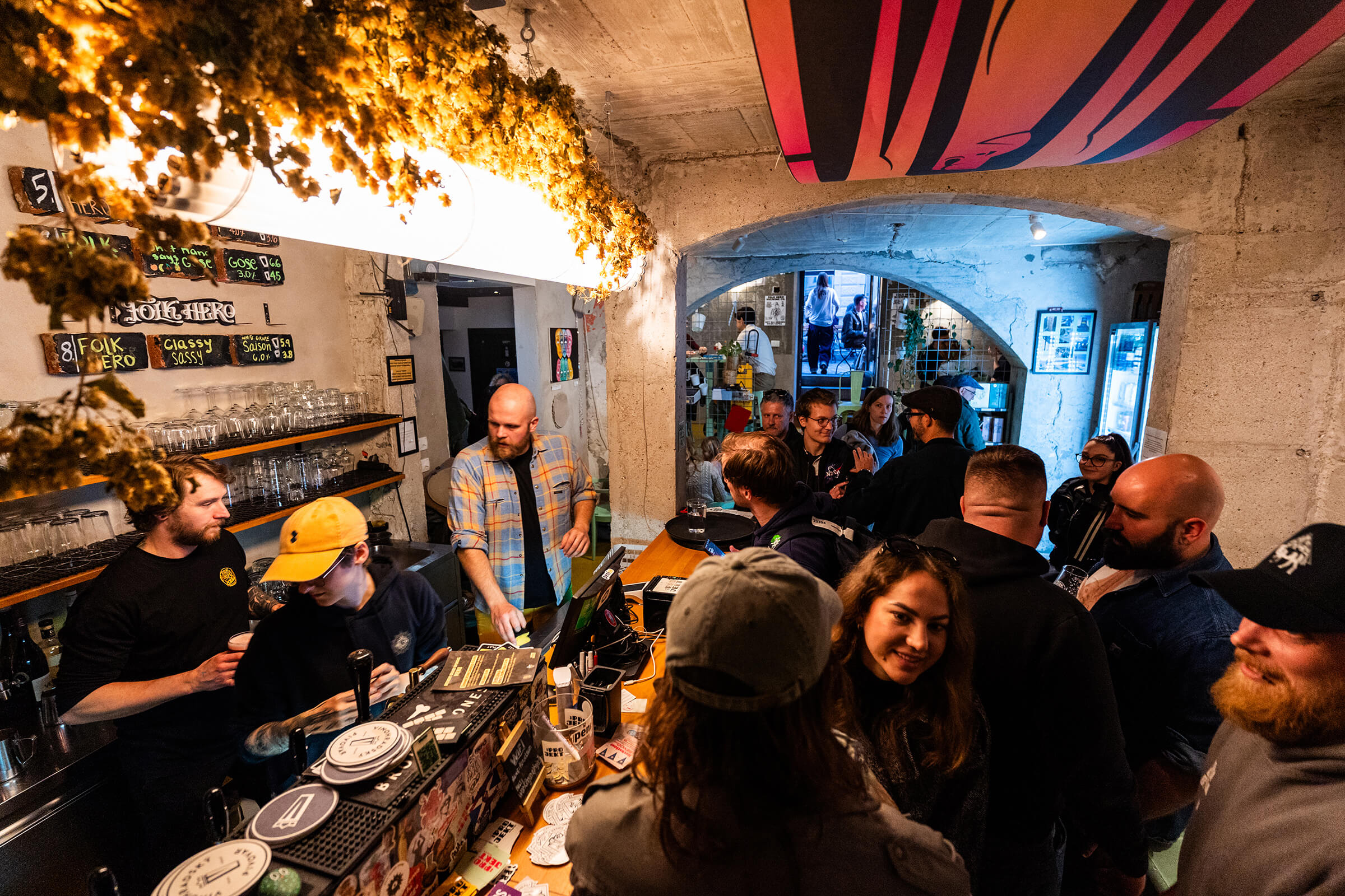 Packed bar inside :Projekt during the Folk Hero Brewery grand opening